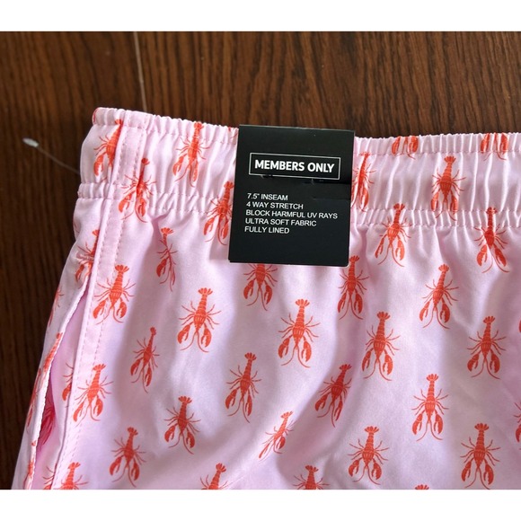 Members Only Lobster Swim Shorts 4-Way Stretch Quick Dry Pink Size L - Picture 6 of 9